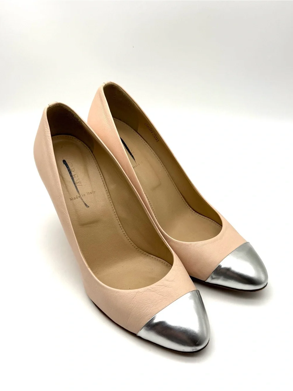 J.Crew Sloane Cap Toe Pump Heel Blush Pink Metallic 9.5